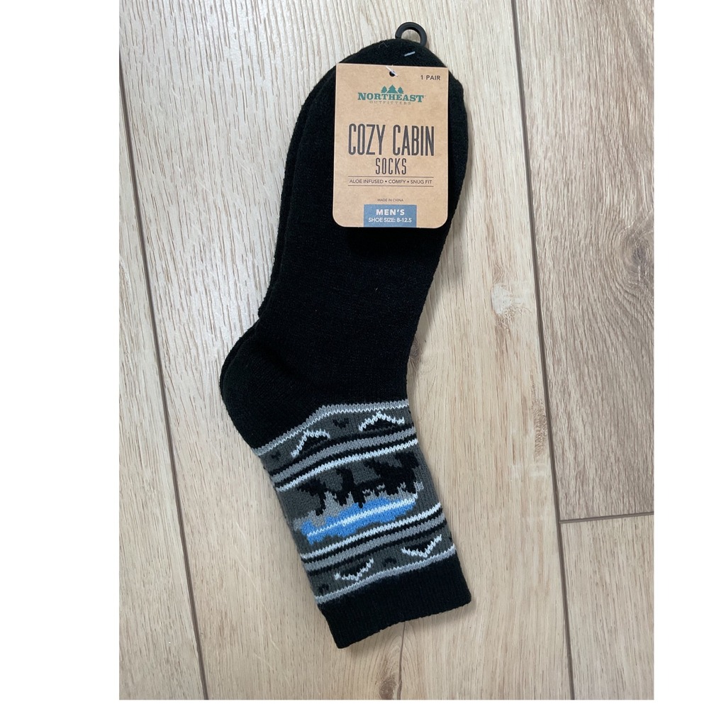 Northeast Outfitters Cozy Cabin Socks Men's Shoe Size 8-12.5 Black New